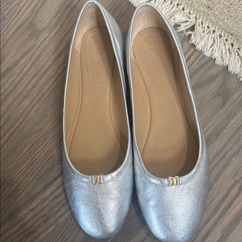 Chloe Silver Ballet Flats